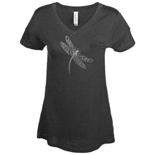 Load image into Gallery viewer, Dragonfly Black Frost Relaxed Women&#39;s Jersey V-neck Tee