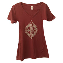Load image into Gallery viewer, Peace Knot Maroon Frost Women&#39;s T-Shirt