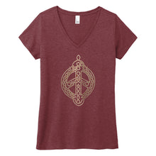 Load image into Gallery viewer, Peace Knot Maroon Frost Women&#39;s T-Shirt