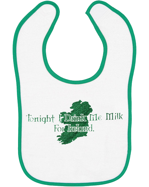 Drink Milk for Ireland White/Kelly Trim Bib