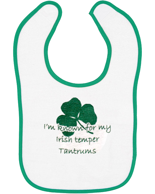 Temper Tantrum White/Kelly Trim Bib