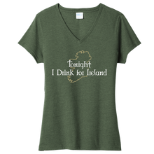 Load image into Gallery viewer, Drink for Ireland Forest Green Heather Women's Perfect Tri V-Neck Tee